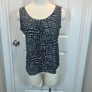 Kenneth Cole Reaction Black White Geometric Print Sleeveless Tank Top Women's  L